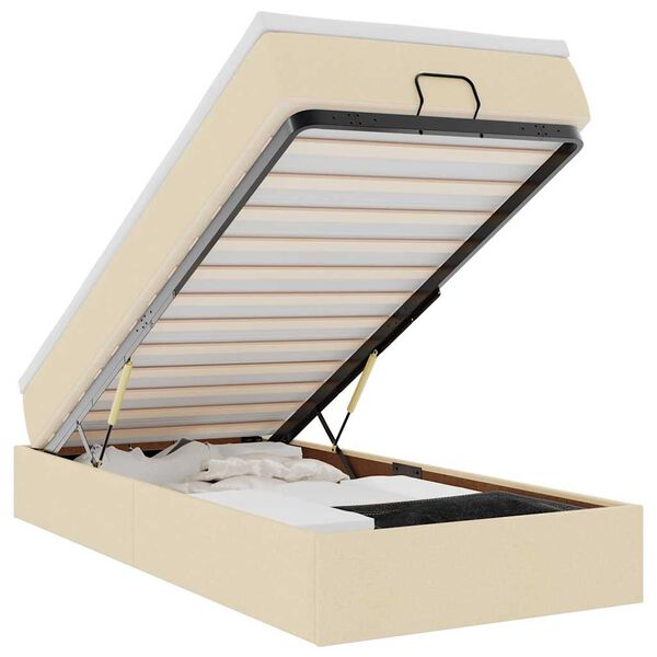 vidaXL Estructura de cama otomana con colch&oacute;n tela crema 90x190cm
