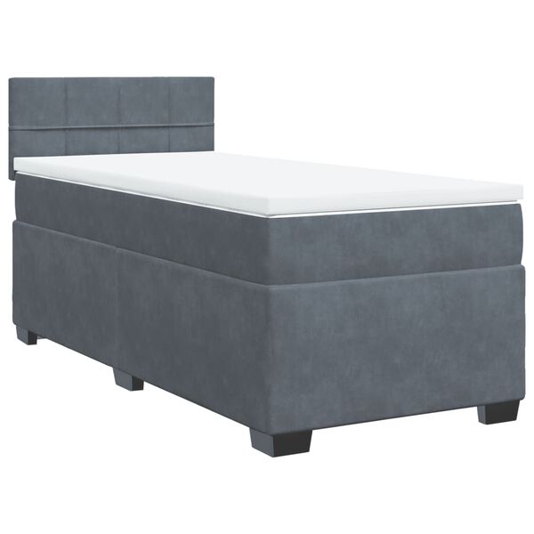 vidaXL Cama box spring con colch&oacute;n terciopelo gris oscuro 80x200 cm