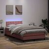 vidaXL Cama box spring con colch&oacute;n y LED terciopelo rosa 120x220 cm