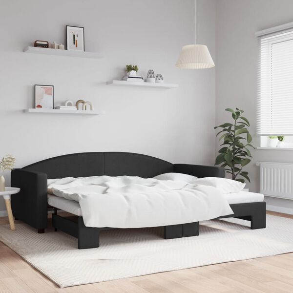 vidaXL Sof&aacute; cama nido tela negro 90x200 cm