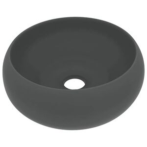 vidaXL Lavabo de lujo redondo cer&aacute;mica gris oscuro mate 40x15 cm