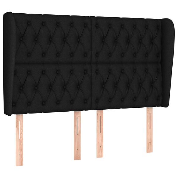 vidaXL Cabecero con orejas de tela negro 163x23x118/128 cm