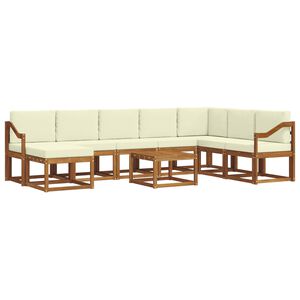 vidaXL Conjunto de sof&aacute;s de exterior 9 uds. Natural y Crema