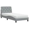 vidaXL Cama con colch&oacute;n tela gris claro 90x200 cm