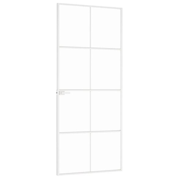 vidaXL Puerta de interior vidrio templado y aluminio blanco 83x201,5cm
