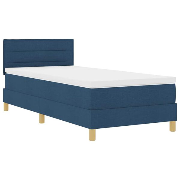 vidaXL Cama Box Spring LED con colch&oacute;n con LED Azul 90 x 190 cm tela