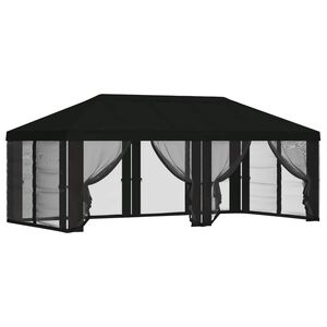vidaXL Funda de Gazebo con Paredes Laterales 6 x 3 m Negro Poli&eacute;ster