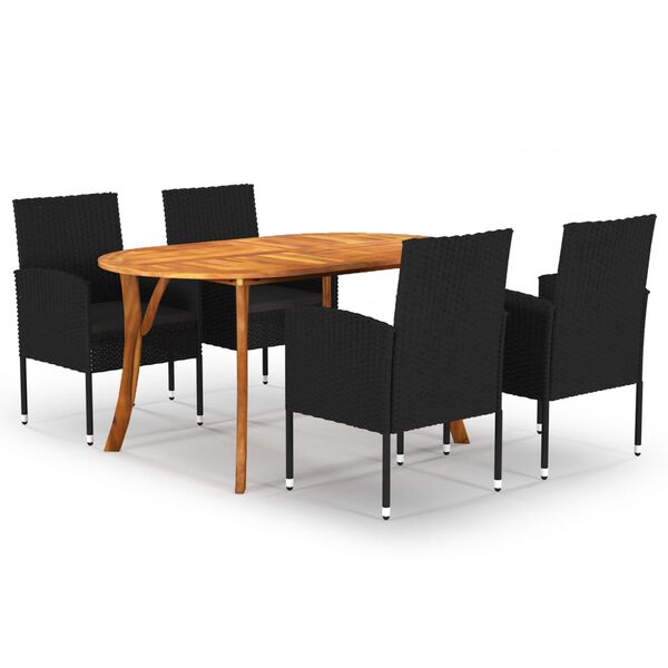 vidaXL Juego de comedor para jard&iacute;n de 5 piezas negro