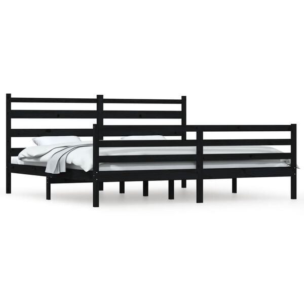 vidaXL Estructura de cama sin colch&oacute;n madera de pino negro 200x200 cm