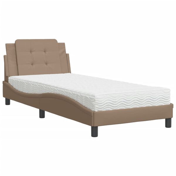 vidaXL Estructura de cama sin colch&oacute;n Zadar cuero sint&eacute;tico capuchino 80x200 cm