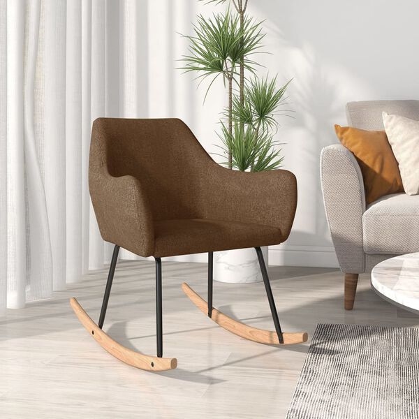 vidaXL Silla mecedora de tela marr&oacute;n
