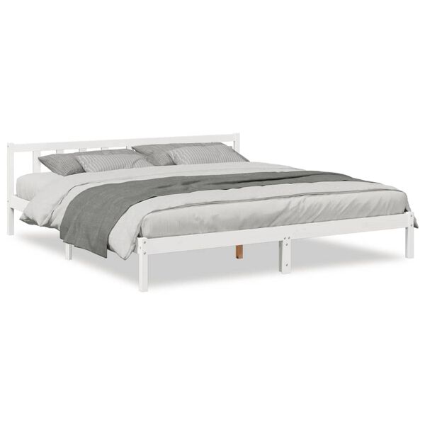 vidaXL Cama extralarga sin colch&oacute;n madera maciza pino blanca 180x220cm