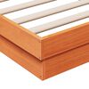 vidaXL Estructura de cama LED madera maciza pino marr&oacute;n cera 135x190cm