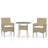 vidaXL Juego de comedor para jard&iacute;n de 3 piezas rat&aacute;n sint&eacute;tico beige
