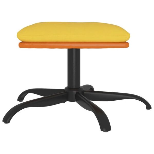 vidaXL Reposapiés tela y cuero sintético amarillo mostaza 60x60x36 cm
