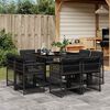 vidaXL Set de comedor de jard&iacute;n 9 pzas y cojines rat&aacute;n sint&eacute;tico negro