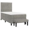 vidaXL Cama box spring con colch&oacute;n terciopelo gris claro 90x190 cm