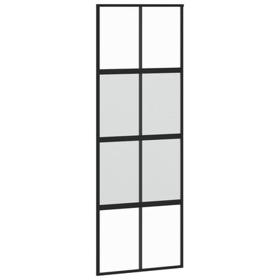 vidaXL Puerta corredera vidrio templado y aluminio negra 76x205 cm
