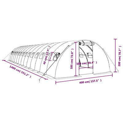 vidaXL Invernadero con estructura de acero verde 56 m² 14x4x2 m