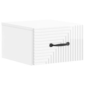 vidaXL Mesita de Noche de Pared con caj&oacute;n Brillante 34,5 x 33 x 20 cm