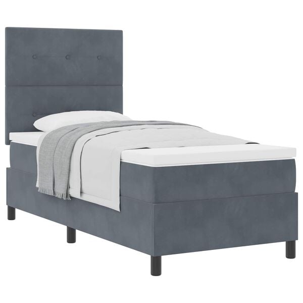 vidaXL Cama tipo Box Spring Gris oscuro 90 x 190 cm Terciopelo