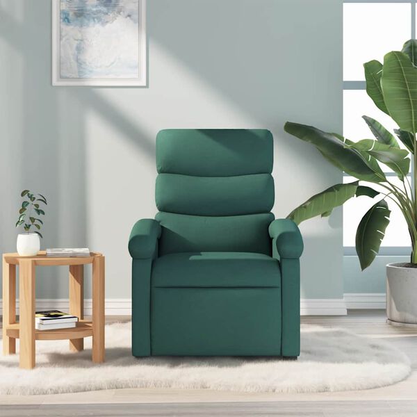 vidaXL Sill&oacute;n de masaje reclinable de tela verde oscuro