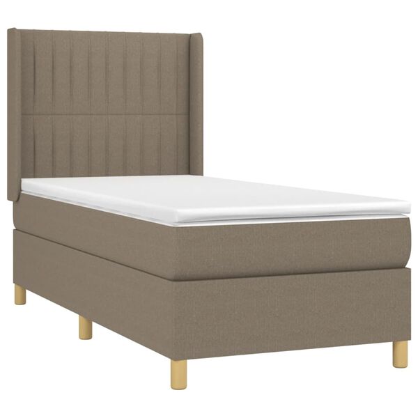 vidaXL Cama box spring con colch&oacute;n tela gris taupe 100x200 cm