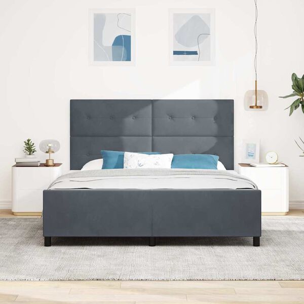 vidaXL Cama tipo Box Spring Gris oscuro 180 x 200 cm Terciopelo