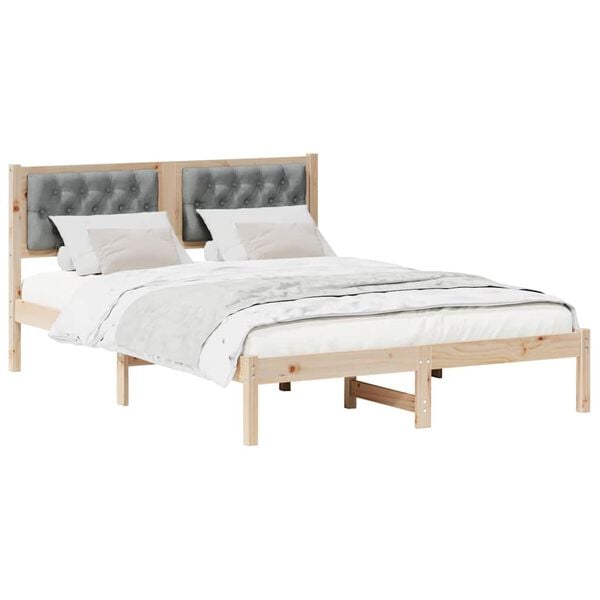 vidaXL Estructura de cama con cabecera Gris Claro 140 x 200 cm
