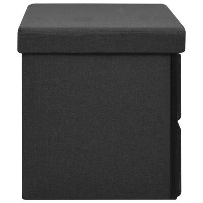 vidaXL Banco de almacenaje plegable lino sintético negro 76x38x38 cm