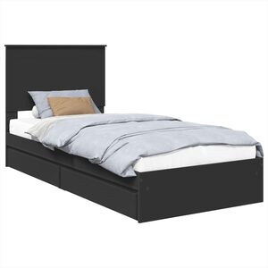 vidaXL Cama con almacenamiento Negro 90 x 190 cm Madera de ingenier&iacute;a