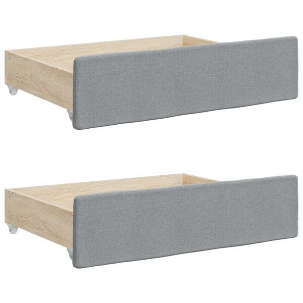 vidaXL Cajones de cama 2 uds madera de ingenier&iacute;a y tela gris claro