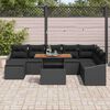 vidaXL Conjunto de sof&aacute; de jard&iacute;n 9 pcs Negro Polirat&aacute;n