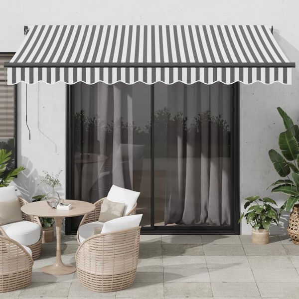 vidaXL Toldo retr&aacute;ctil manual con LED antracita y blanco 350x250 cm