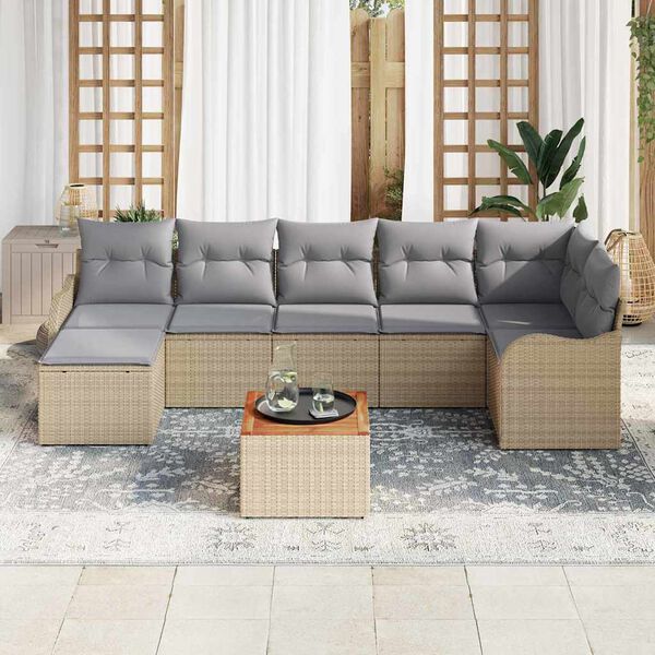 vidaXL Conjunto de sof&aacute;s de jard&iacute;n 8 pcs Beige y Gris Claro