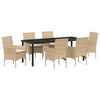 vidaXL Conjunto de Comedor de Jard&iacute;n 7 pcs Beige rat&aacute;n sint&eacute;tico