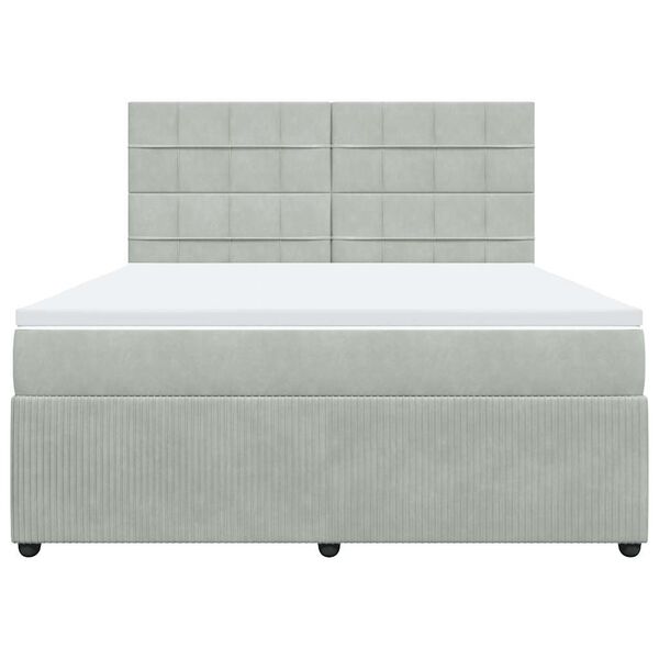 vidaXL Cama box spring con colch&oacute;n terciopelo gris claro 180x200 cm