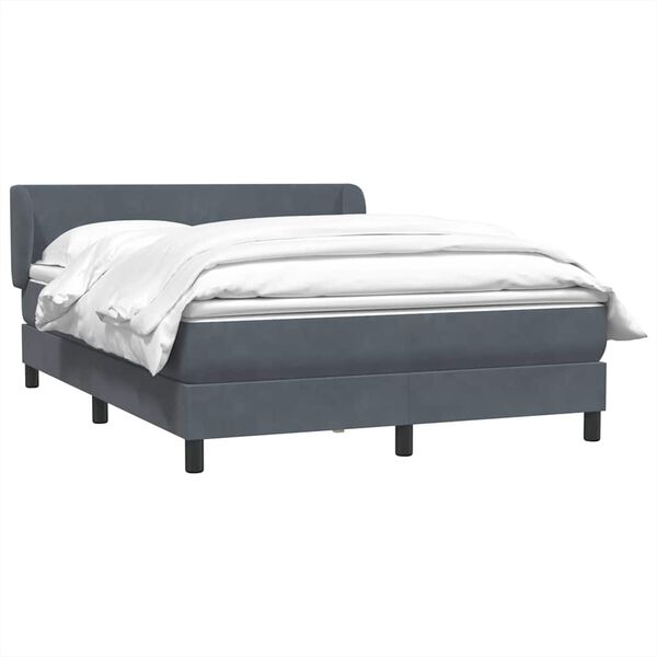 vidaXL Cama box spring con colch&oacute;n terciopelo gris oscuro 140x220 cm