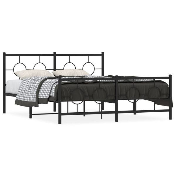 vidaXL Estructura cama sin colch&oacute;n con estribo metal negro 160x200 cm