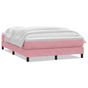 vidaXL Cama box spring con colch&oacute;n terciopelo rosa 160x220 cm