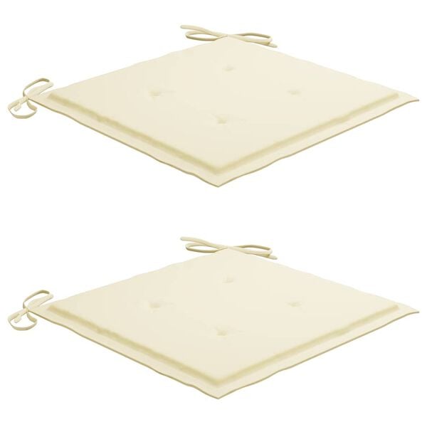 vidaXL Sillas de jard&iacute;n plegables 2 uds cojines madera maciza acacia