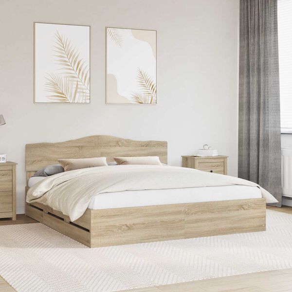 vidaXL Estructura de cama Roble Sonoma 180 x 200 cm Madera Ingenieril
