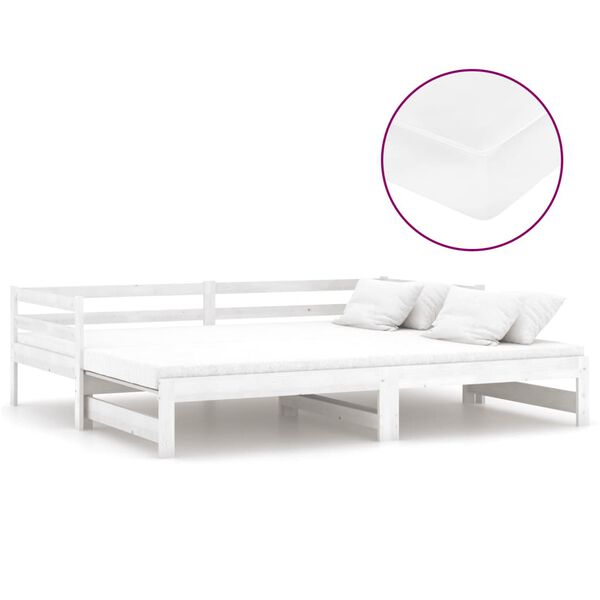 vidaXL Sofá cama extraíble madera maciza de pino blanco 2x(90x200) cm
