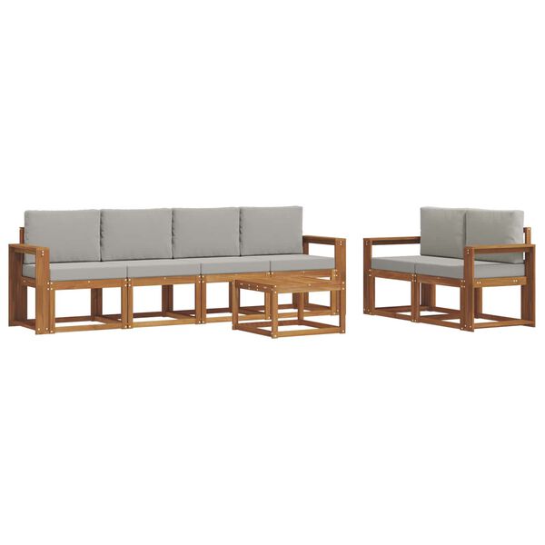 vidaXL Conjunto de sof&aacute;s de exterior 7 pcs Gris Natural y Claro