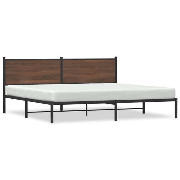 vidaXL Estructura de cama sin colch&oacute;n metal roble marr&oacute;n 200x200 cm