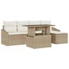 vidaXL Conjunto de sof&aacute; de jard&iacute;n 6 uds. Beige y Crema rat&aacute;n sint&eacute;tico