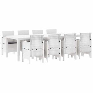 vidaXL Conjunto de Comedor de Jard&iacute;n 9 pcs Gris Claro Ratan Polt