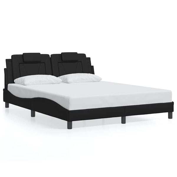 vidaXL Estructura de cama Viana sin colch&oacute;n cuero sint&eacute;tico negro 160x200 cm