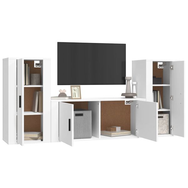 vidaXL Set de muebles de TV 3 piezas madera contrachapada blanco