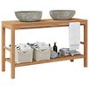 vidaXL Mueble tocador madera teca maciza con lavabos de piedra de r&iacute;o